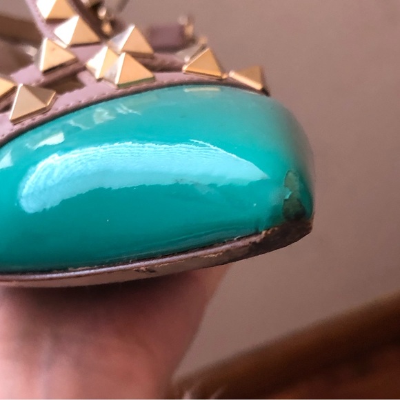 Valentino Garavani Rockstud Turquoise Cage Ballet Flat Studded Shoes Size 36 - Picture 14 of 16